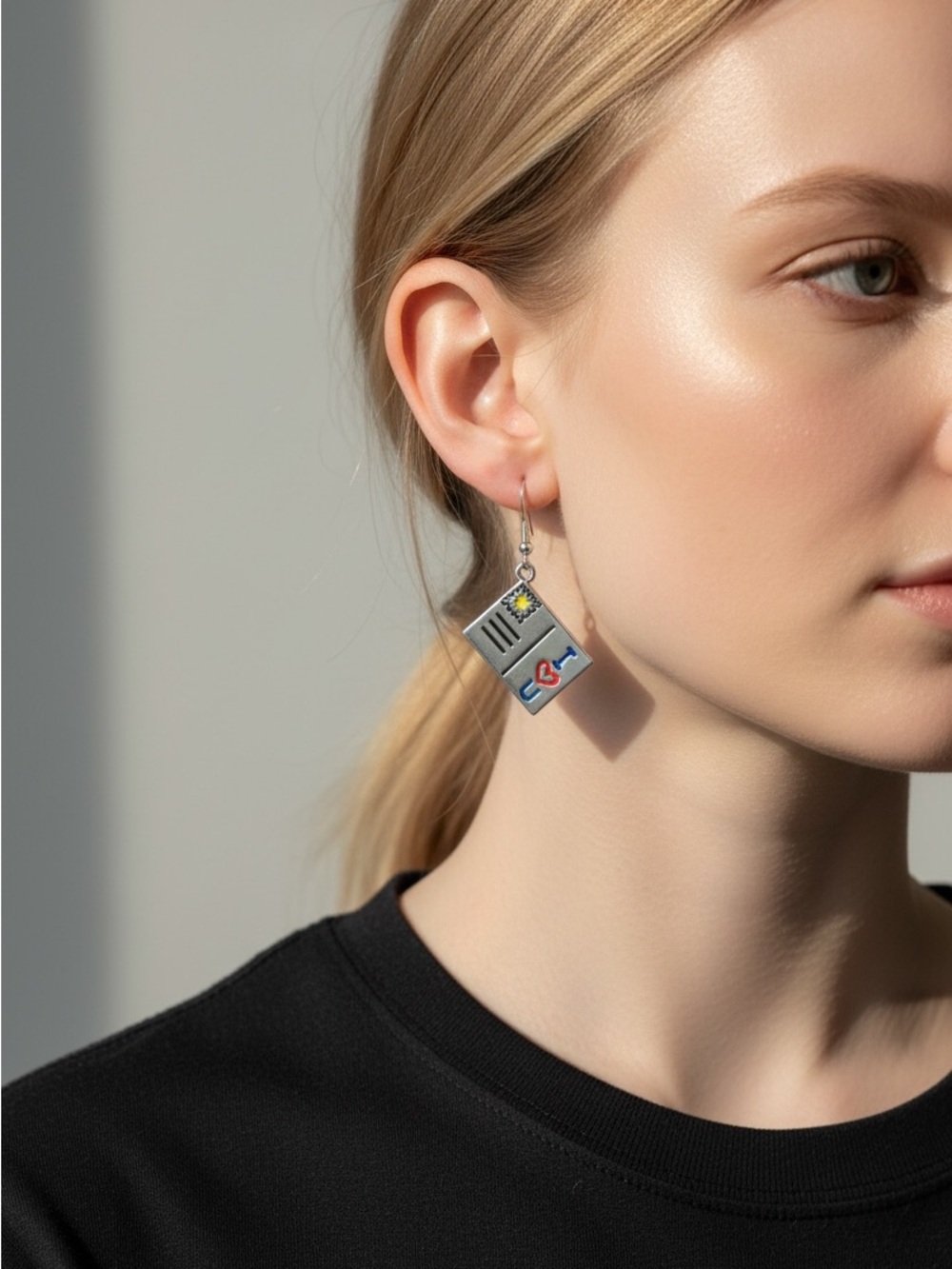 I love you postcard earrings